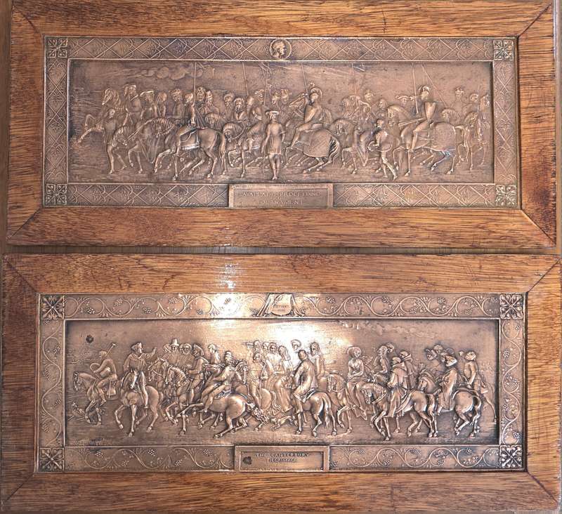 19Th Century Very Rare Coper Ingraved plagues. The Canterbury Tales & Cavalade Proceeding Robin Hoo