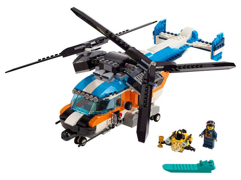 Lego Creator 3in1 - Twin Rotor Helicopter - Super Fast Jet - Speedy Hovercraft