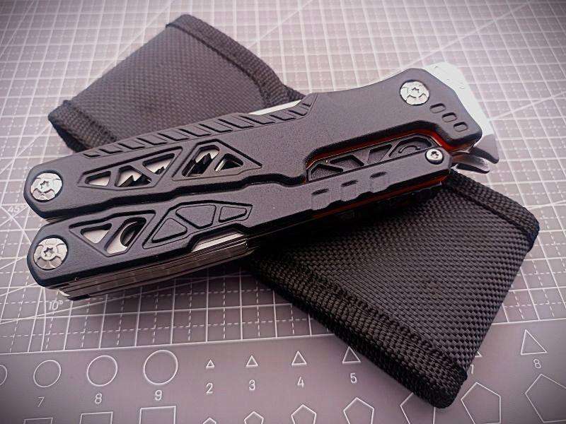 17-in-1 Multi-Functional Camping/Survival Tool with Pouch (Black/Orange)