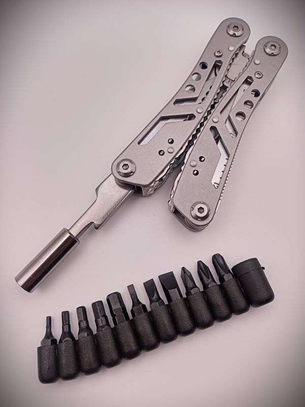 Multi-Tool Pliers with Pouch & Bit Set (Stainless Steel)