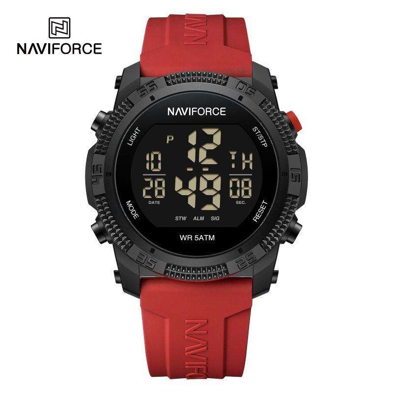 NAVIFORCE NF7104 Digital Sport Watch with Red Silicone Strap