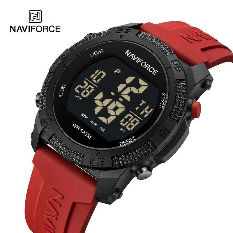 NAVIFORCE NF7104 Digital Sport Watch with Red Silicone Strap