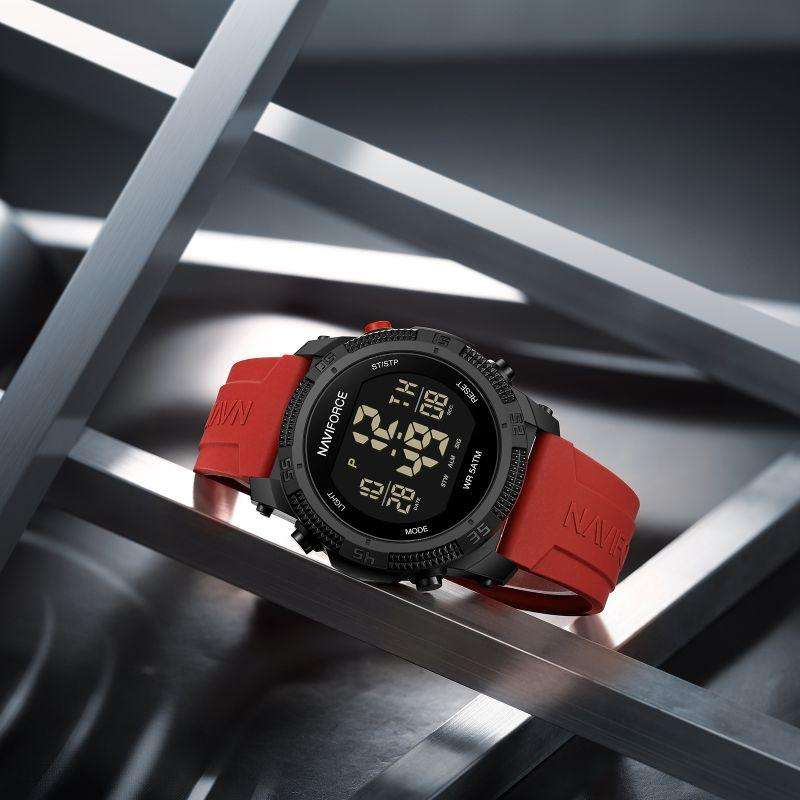 NAVIFORCE NF7104 Digital Sport Watch with Red Silicone Strap