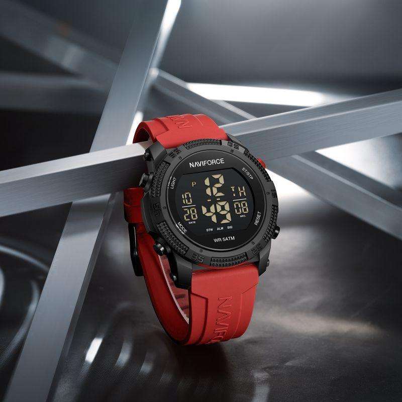 NAVIFORCE NF7104 Digital Sport Watch with Red Silicone Strap