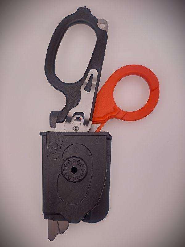 Multi-Functional Folding Tactical Emergency Response Shears (Black/Orange) + Holster (Black)