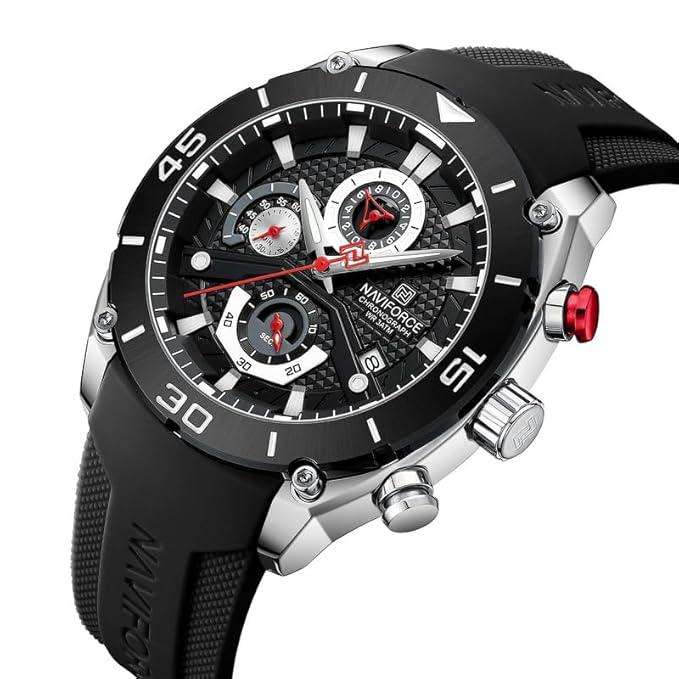 Naviforce NF8038 Chronograph Analogue Watch with Black Strap