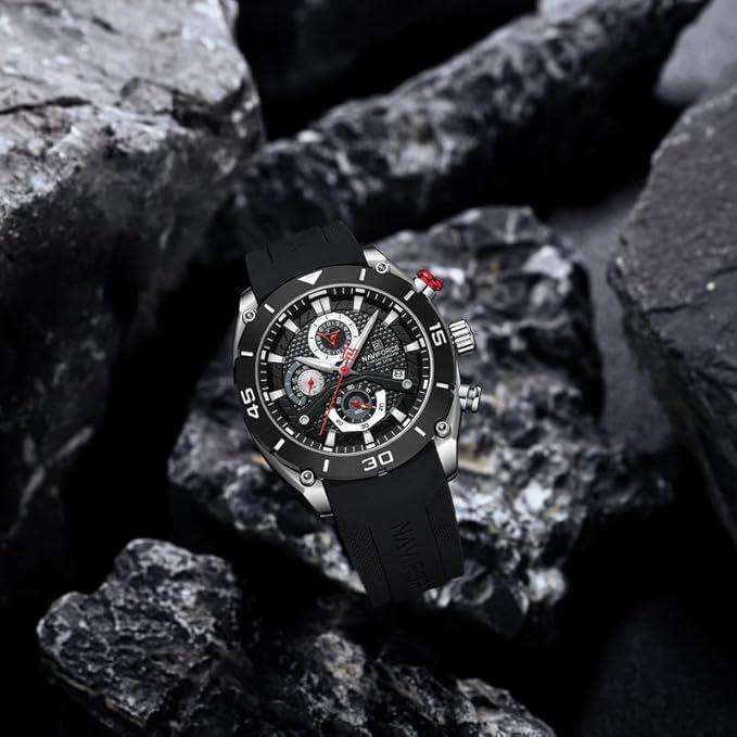 Naviforce NF8038 Chronograph Analogue Watch with Black Strap