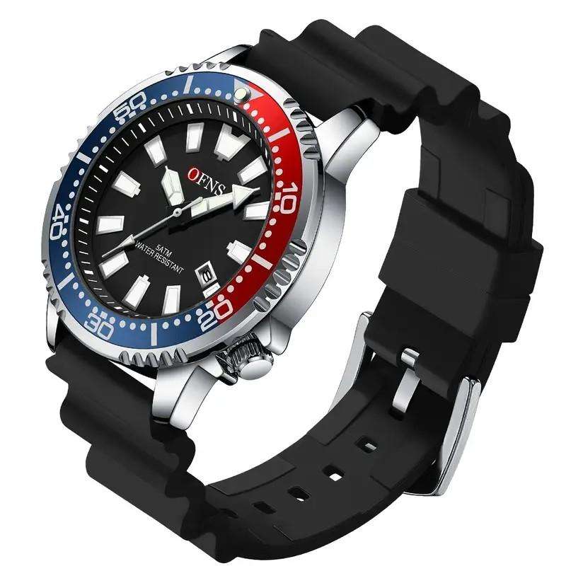 OFNS 8032 Homage Men's Dive Watch (Navy/Red Bezel)