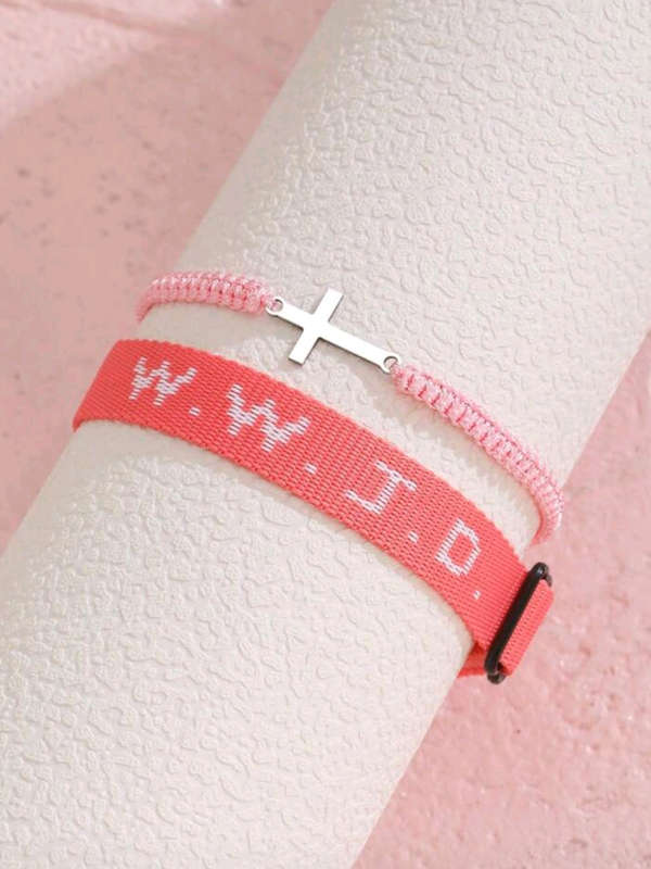 WWJD Bracelet Set - Pink