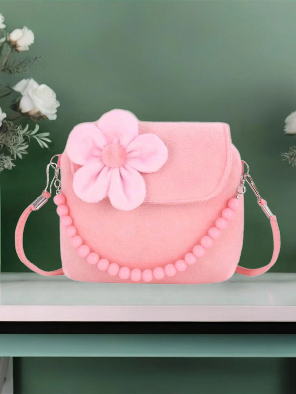 Girls Flower Satchel Handbag - Pink