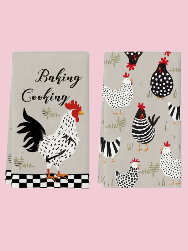 Rooster & Hen Kitchen Towel Set