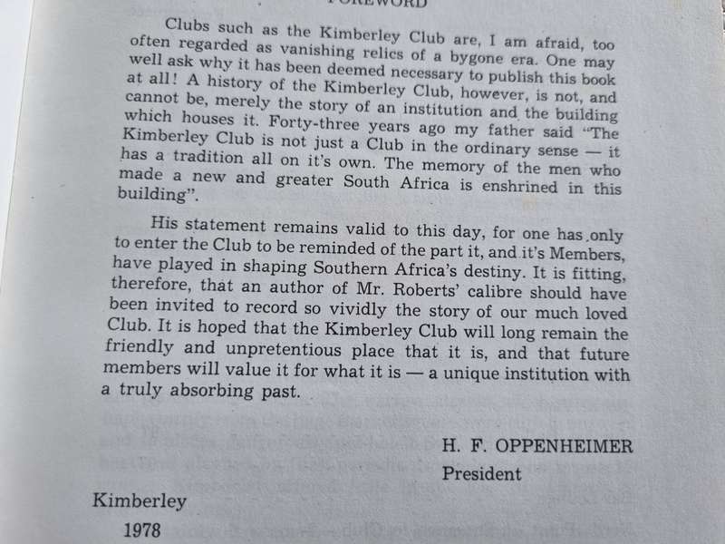 HISTORY OF THE KIMBERLEY CLUB  by BRIAN ROBERTS