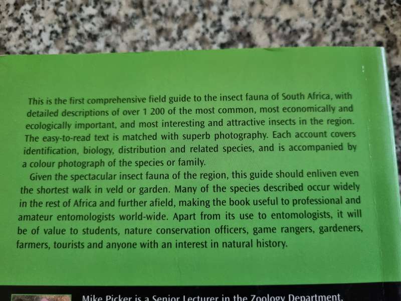 FIELD GUIDE TO INSECTS OF SOUTH AFRICA  MIKE PICKER CHARLES GRIFFITHS ALAN WEAVING entomology