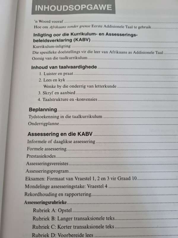 AFRIKAANS SONDER GRENSE 10 Eerste Additionele Taal ONDERWYSERSGIDS