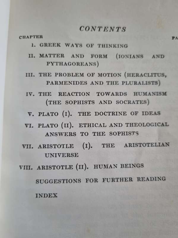 THE GREEK PHILOSOPHERS From Thales to Aristotle W K C GUTHRIE  ( including Plato )