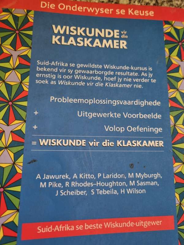 WISKUNDE VIR DIE KLASKAMER GRAAD 12 Leerdersboek MALCOLM PIKE  ens.