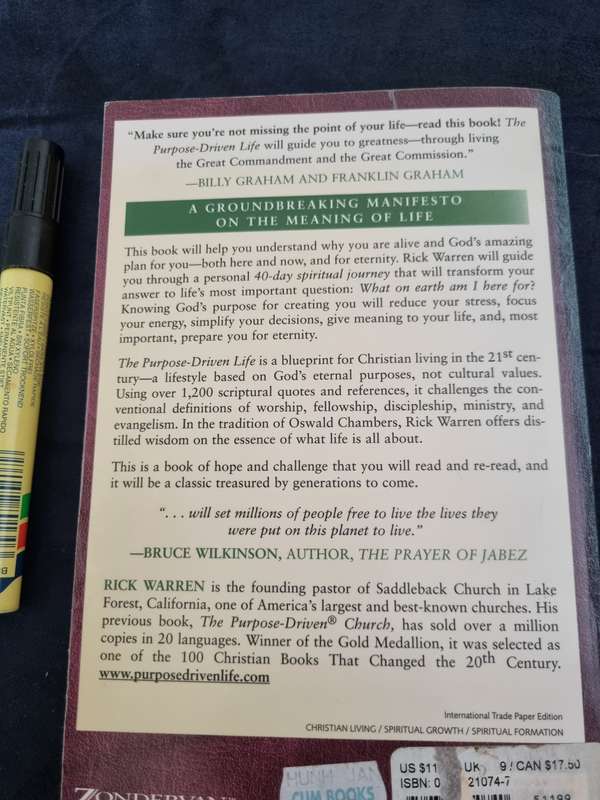 THE PURPOSE DRIVEN LIFE RICK WARREN  What on Earth am I  here for ?