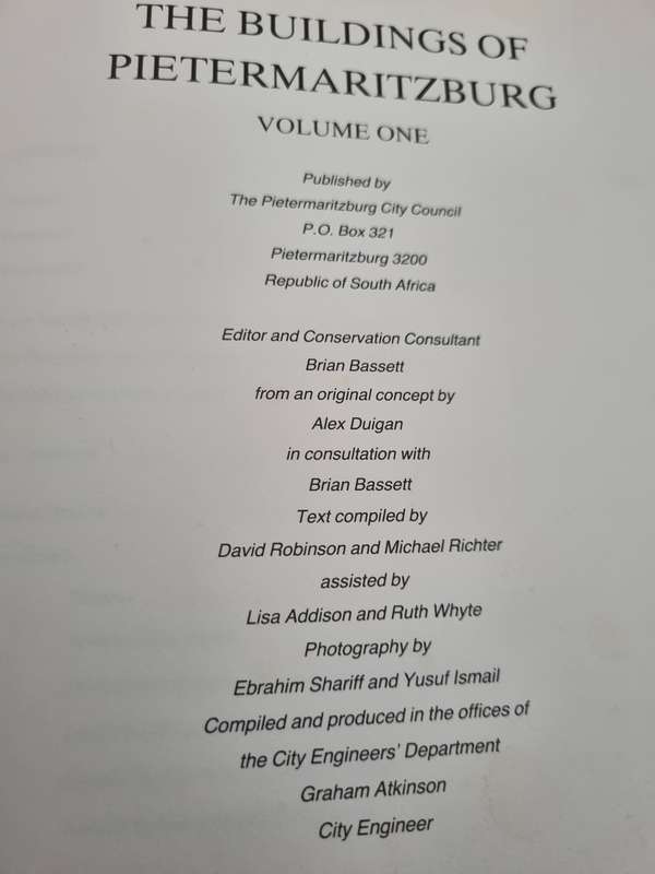 THE BUILDINGS OF PIETERMARITZBURG VOLUME 1 Editor  BRIAN BASSETT