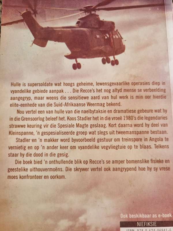 RECCE Kleinspan Operasies Agter Vyandelike Linies KOOS STADLER ( Suid Afrikaase Weermag