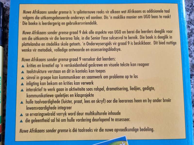 NUWE AFRIKAANS SONDER GRENSE GRAAD 9 Eerste Additionele Taal Nasionale Kurrikulum