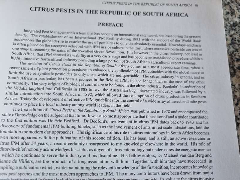 CITRUS PESTS in the REPUBLIC of SOUTH AFRICA Ed. E C G BEDFORD et al Second Revised Ed. 1988