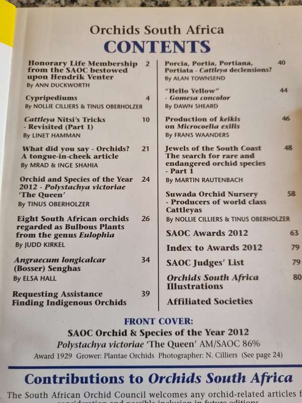 ORCHIDS SOUTH AFRICA SA Orchid Council Publication Year 2013  2014 Issue 1 plus 2  and 2015  4 Books