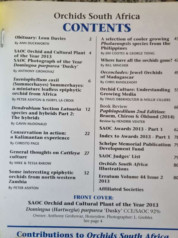 ORCHIDS SOUTH AFRICA SA Orchid Council Publication Year 2013  2014 Issue 1 plus 2  and 2015  4 Books