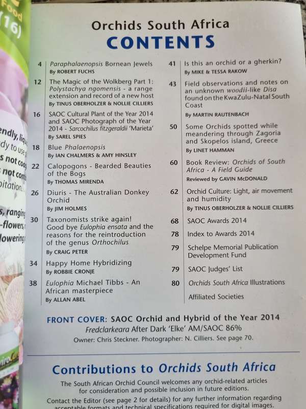 ORCHIDS SOUTH AFRICA SA Orchid Council Publication Year 2013  2014 Issue 1 plus 2  and 2015  4 Books
