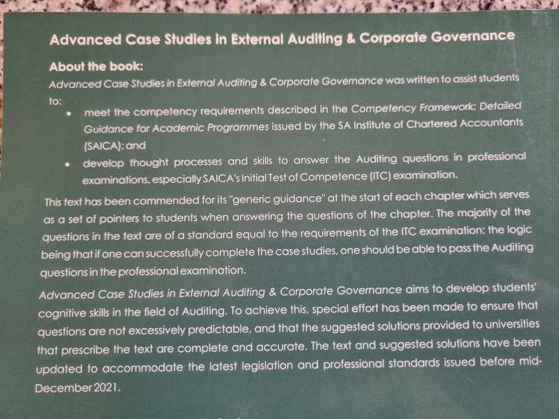 ADVANCED CASE STUDIES IN EXTERNAL AUDITING & CORPORATE GOVERNANCE 17th Ed. FRANS E PRINSLOO