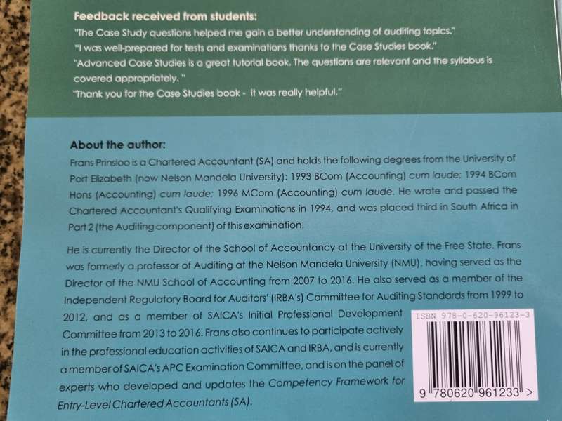 ADVANCED CASE STUDIES IN EXTERNAL AUDITING & CORPORATE GOVERNANCE 17th Ed. FRANS E PRINSLOO