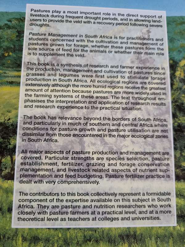 PASTURE MANAGEMENT IN SOUTH AFRICA Edited by NEIL TAINTON (  farming agriculture livestock grasses