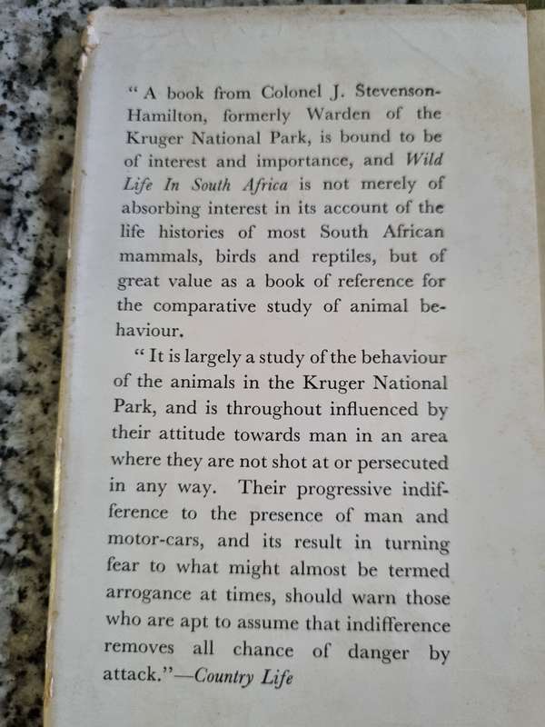 WILDLIFE IN SOUTH AFRICA J STEVENSON-HAMILTON Late Warden of the Kruger National Park 1954