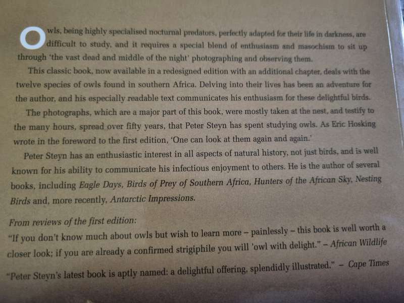 A DELIGHT OF OWLS African Owls Observed PETER STEYN Revised Edition 2009 (  birds birding  )