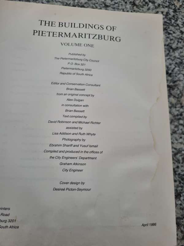 THE BUILDINGS OF PIETERMARITZBURG VOLUME 1 Editor  BRIAN BASSETT