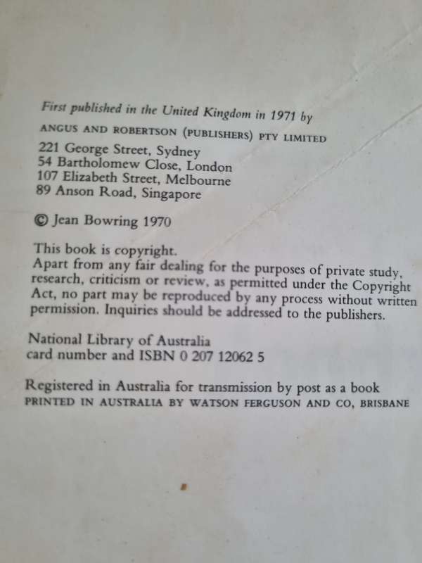 THE JEAN BOWRING COOKBOOK  1971