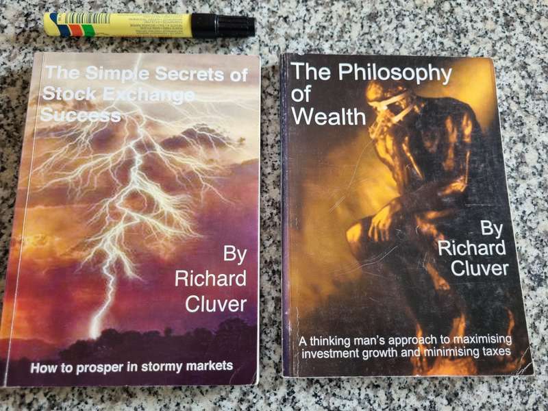 2 Books by RICHARD CLUVER Simple Secrets of Stock Exchange and another book investing shares finance