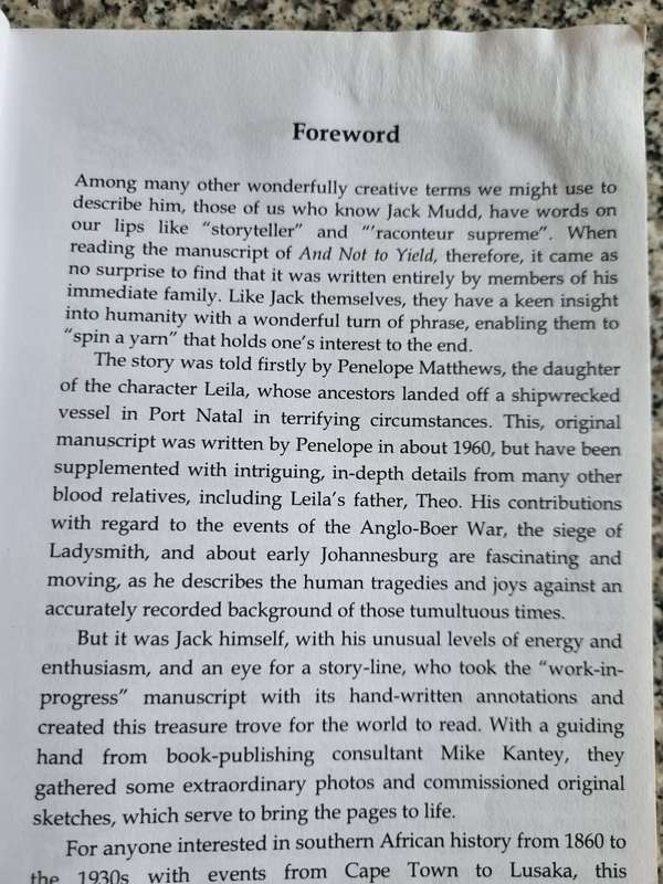 AND NOT TO YIELD PENELOPE MATTHEWS ( Story of the Allison family late 1800's Early Natal Settlers  -