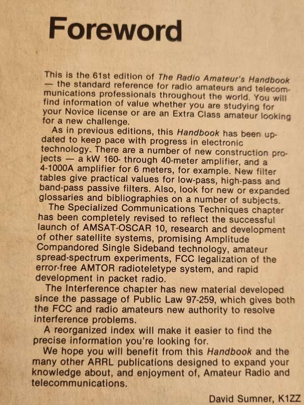 A READING COPY 1984 THE RADIO AMATEUR'S HANDBOOK 61st Edition in a POOR CONDITION
