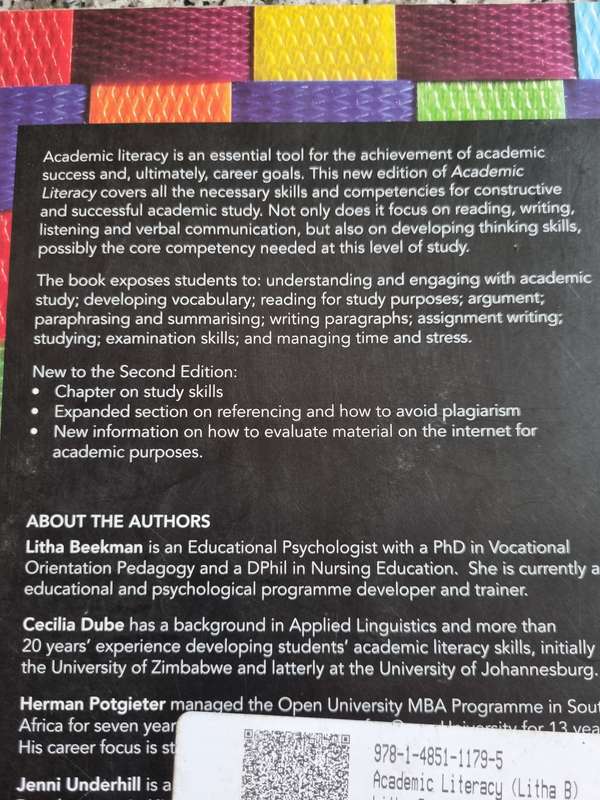 ACADEMIC LITERACY LITHA BEEKMAN CECILIA DUBE HERMAN POTGIETER  teaching learning thinking skills