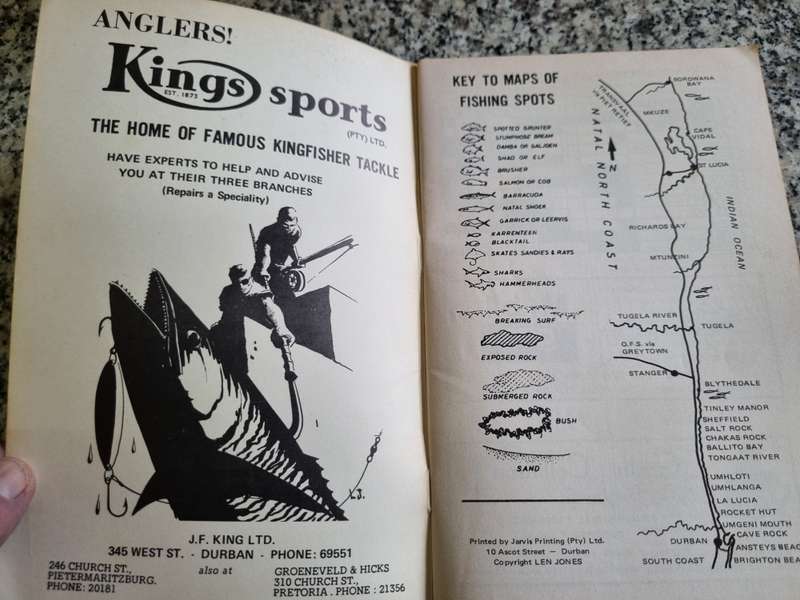 LEN JONES ANGLERS' ATLAS No. 1  A Guide to the Fishing Spots DURBAN  to SORDWANA
