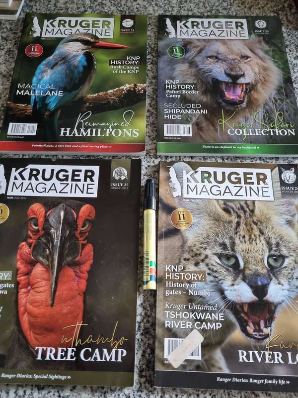 Bundle of 4 KRUGER MAGAZINES ( Kruger National Park South Africa Game Reserve wildlife )