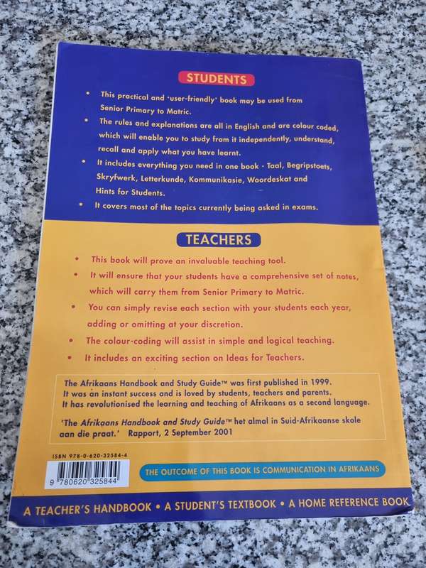 AFRIKAANS HANDBOOK & STUDY GUIDE English Students SNR PRIMARY - MATRIC & BEYOND BERYL LUTRIN