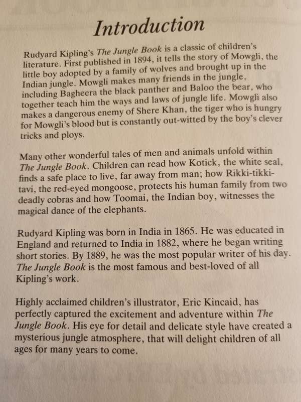 THE JUNGLE BOOK RUDYARD KIPLING Illustrated Eric Kincaird Brimax Books 1991
