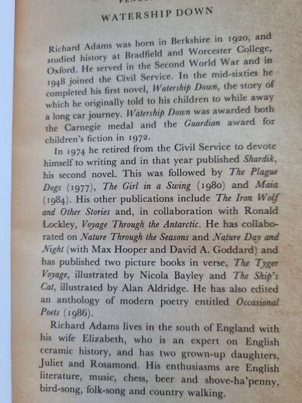 WATERSHIP DOWN RICHARD ADAMS One of the Greatest Novels of the Century