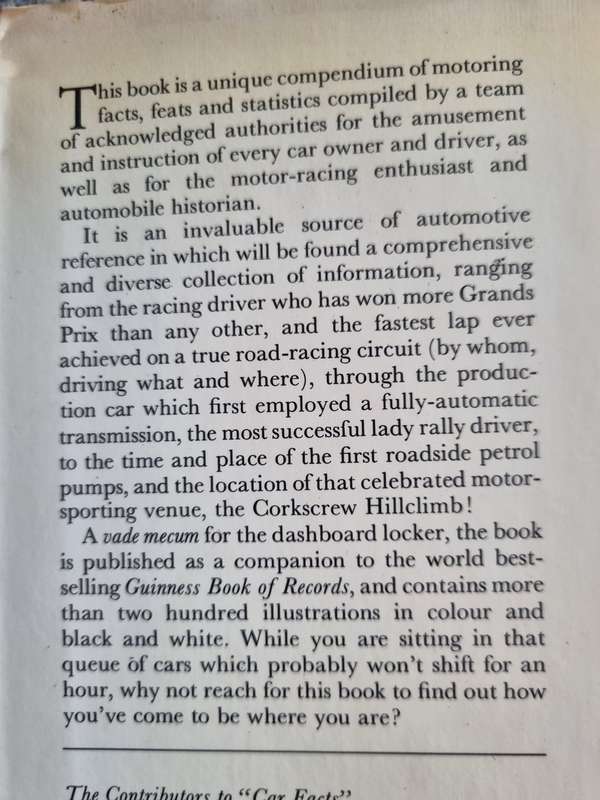 1971 CAR FACTS & FEATS record of everyday motoring & automotive achievement Anthony Harding GUINNESS