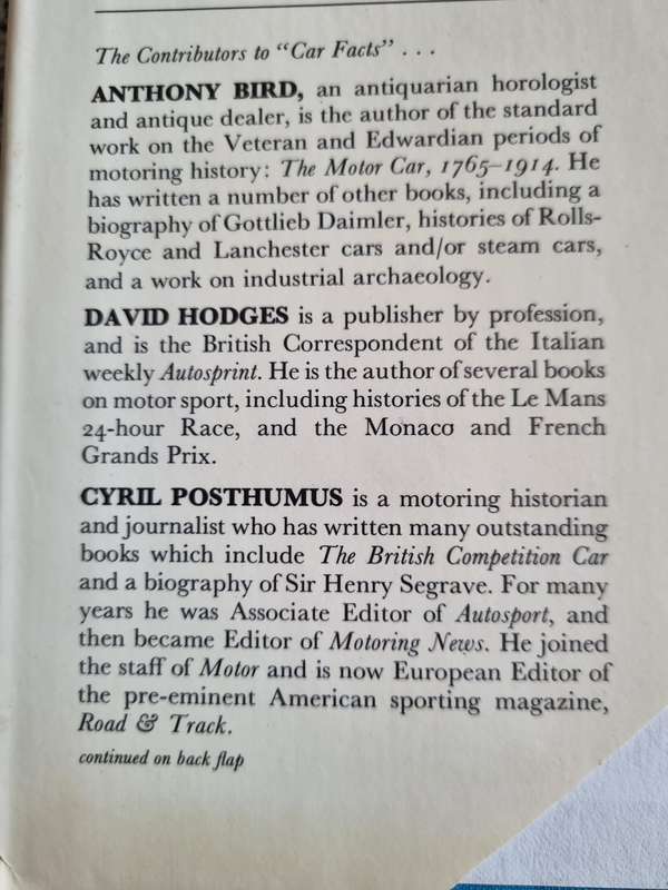 1971 CAR FACTS & FEATS record of everyday motoring & automotive achievement Anthony Harding GUINNESS