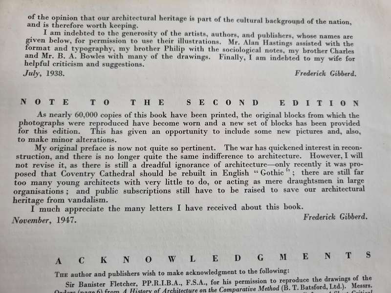 THE ARCHITECTURE of ENGLAND Norman Times to the Present Day FREDERICK GIBBERD 3rd Revised Ed. 1953