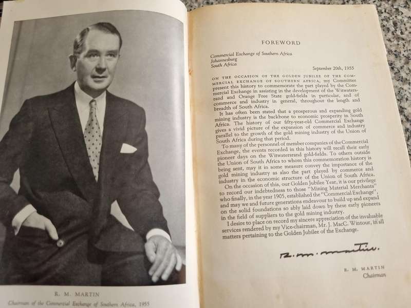History of the COMMERCIAL EXCHANGE of SOUTHERN AFRICA 1905 - 1955