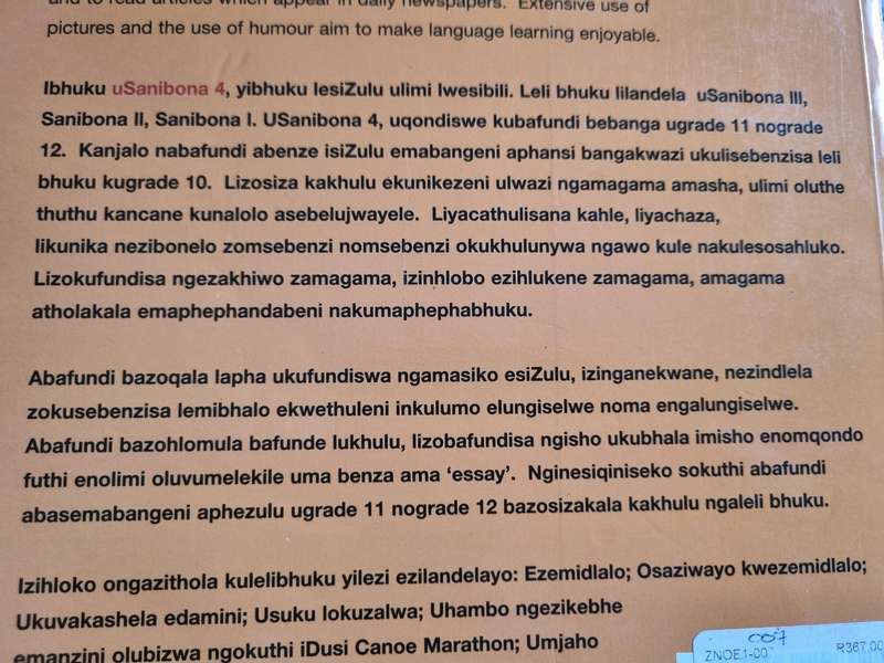 SANIBONA 4 BEVERLEY MULLER Zulu Second Language classroom Course aimed at Grade 11 & 12