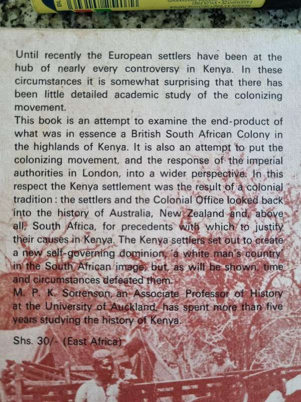 ORIGINS of EUROPEAN SETTLEMENT in KENYA M P K SORRENSON Memoir No. 2 1968